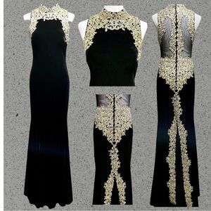 Betsy & Adam Beautiful Black Velvet Formal Dress - Size 10 - Like New!